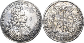Sachsen-Kurlinie ab 1547 (Albertiner)
Friedrich August I., der Starke 1694-1733 2/3 Taler 1697, EPH-Leipzig Mit breiterem Kurhut. Walzenprägung Kahnt...