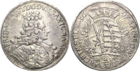 Sachsen-Kurlinie ab 1547 (Albertiner)
Friedrich August I., der Starke 1694-1733 2/3 Taler 1697, EPH-Leipzig Mit schmälerem Kurhut. Walzenprägung. Daz...
