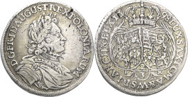 Sachsen-Kurlinie ab 1547 (Albertiner)
Friedrich August I., der Starke 1694-1733 2/3 Taler 1698, IK-Dresden Kahnt 116 (LP) Kohl 352 Davenport 819 Kopi...