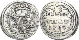 Sachsen-Kurlinie ab 1547 (Albertiner)
Friedrich August I., der Starke 1694-1733 1/48 Taler 1700, IHL-Dresden Mit Punkt nach Jahreszahl Kahnt 195 Kohl...