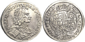 Sachsen-Kurlinie ab 1547 (Albertiner)
Friedrich August I., der Starke 1694-1733 1/3 Taler 1702, ILH-Dresden Kahnt 140 Kohl 367 Kopicki 10848 Selten i...