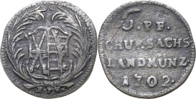 Sachsen-Kurlinie ab 1547 (Albertiner)
Friedrich August I., der Starke 1694-1733 6 Pfennig "Roter Seufzer" 1702, EPH-Dresden Mit Punkt hinter Mzz Kahn...