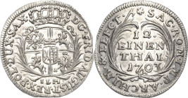 Sachsen-Kurlinie ab 1547 (Albertiner)
Friedrich August I., der Starke 1694-1733 1/12 Taler 1703, ILH-Dresden Kahnt 176 Kohl 396 Kopicki 10679 Prägefr...