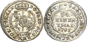 Sachsen-Kurlinie ab 1547 (Albertiner)
Friedrich August I., der Starke 1694-1733 1/24 Taler (Groschen) 1703, ILH-Dresden Kahnt 188 Kohl 406 Kopicki 10...