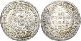 Sachsen-Kurlinie ab 1547 (Albertiner)
Friedrich August I., der Starke 1694-1733 1/12 Taler 1704, ILH-Dresden Kahnt 176 Kohl 396 Kopicki 10680 (R) Vor...