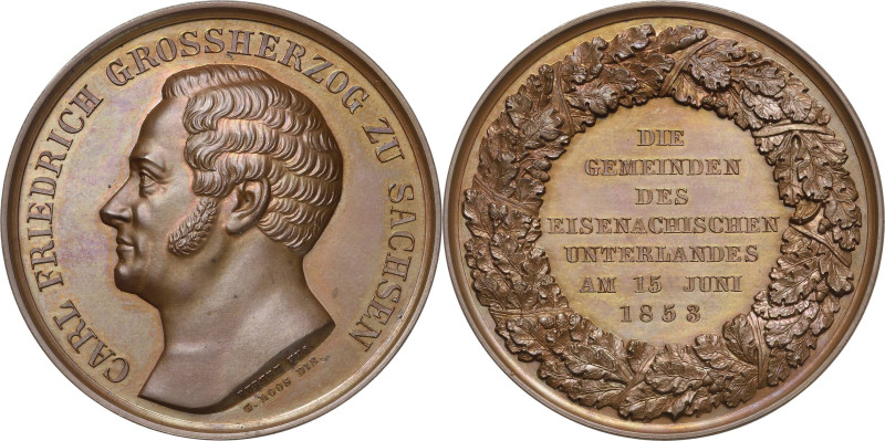 Sachsen-Weimar-Eisenach
Carl Friedrich 1828-1853 Bronzemedaille 1853 (H. Bubert...