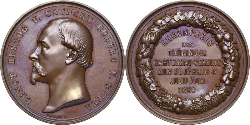 Sachsen-Coburg-Gotha
Ernst II. 1844-1893 Bronzemedaille 1880 (F. Helfricht) Ehr...