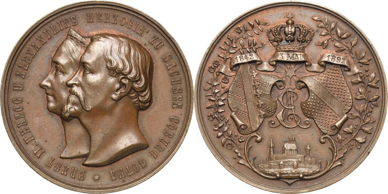 Sachsen-Coburg-Gotha
Ernst II. 1844-1893 Bronzemedaille 1892 (A. Schwerdt) Gold...