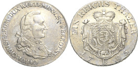 Schlesien-Württemberg-Öls
Carl Christian Erdmann 1744-1792 Taler 1785, B-Breslau Klein/Raff 195 Ebner 204 Fr. u. S. 2474 Kopicki 6357 (R) Davenport 2...