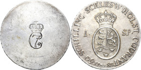 Schleswig-Holstein-Königliche Linie
Christian VII. 1766-1808 Speziestaler 1788, MF-Michael Flor Avers abgeschliffen und mit Gegenstempel (Monogramm C...