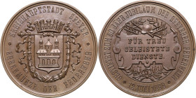 Speyer-Stadt
1800-1965 Bronzemedaille 1898 (unsigniert) Für treu geleistete Dienste in der Feuerwehr. Stadtwappen / 3 Zeilen Schrift auf Rolle unter ...