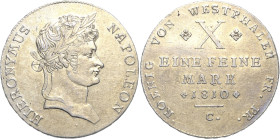 Westfalen-Königreich
Hieronymus Napoleon 1807-1813 Taler 1810, C-Kassel AKS 8 Jaeger 7 Kahnt 560 Davenport 933 Smith 272 Fast Vorzüglich/vorzüglich...