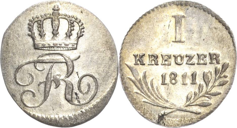 Württemberg
Friedrich 1797-1816 Kreuzer 1811. AKS 54 Jaeger 7 Prachtexemplar. S...