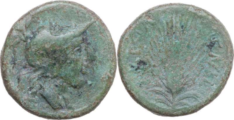 Greek Italy. Southern Apulia, Butuntum. AE 19.5 mm. 275-225 BC. Obv. Head of Ath...