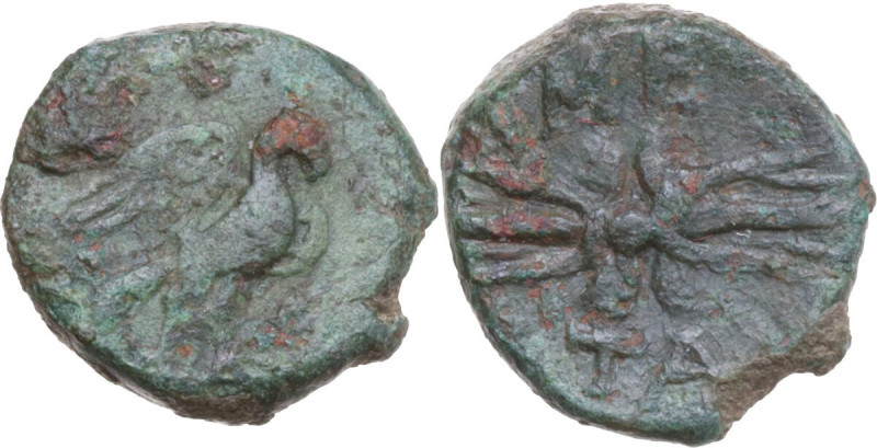 Greek Italy. Southern Lucania, Metapontum. AE 12.5 mm, c. 3rd century BC. Obv. E...