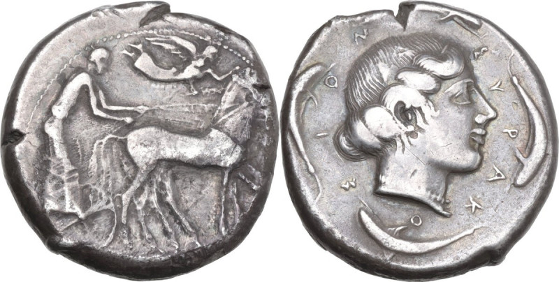 Sicily. Syracuse. Second Democracy (466-405 BC). AR Tetradrachm, c. 450 BC. Obv....