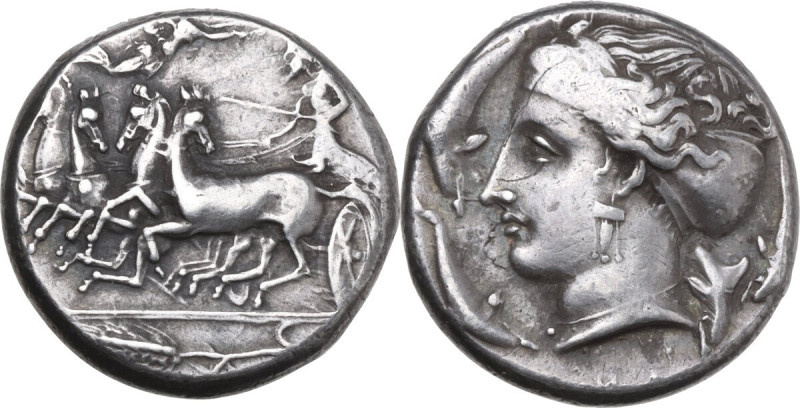 Sicily. Syracuse (?). Dionysios I (406-367 BC). AR Tetradrachm, 405-395 BC. Obv....