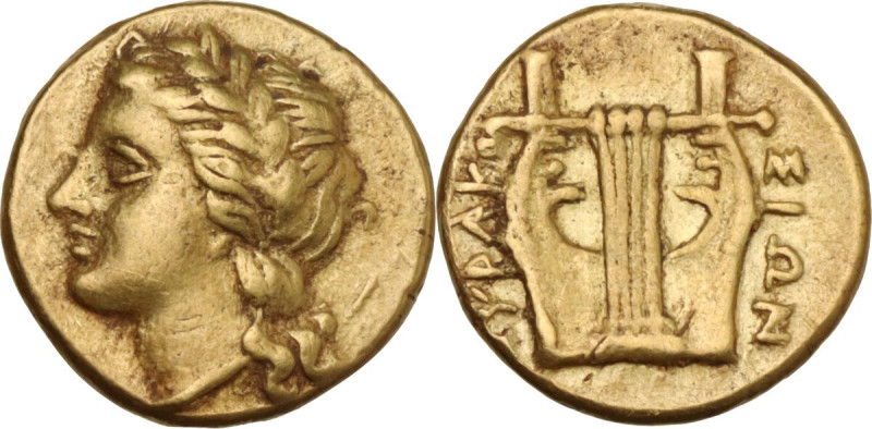 Sicily. Syracuse. Agathokles (317-289 BC). EL 25 litrai, c. 310-300 BC. Obv. Lau...