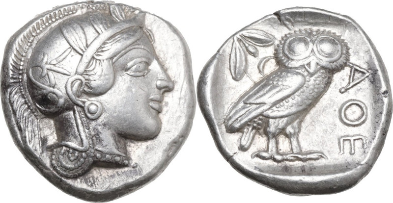 Continental Greece. Attica, Athens. AR Tetradrachm, c. 454-404 BC. Obv. Helmeted...