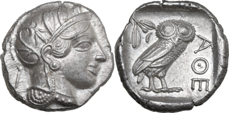 Continental Greece. Attica, Athens. AR Tetradrachm, c. 454-404 BC. Obv. Helmeted...