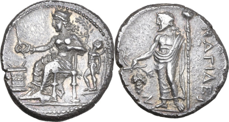 Greek Asia. Cilicia, Nagidos. AR Stater, circa 400-360 BC. Obv. Aphrodite seated...