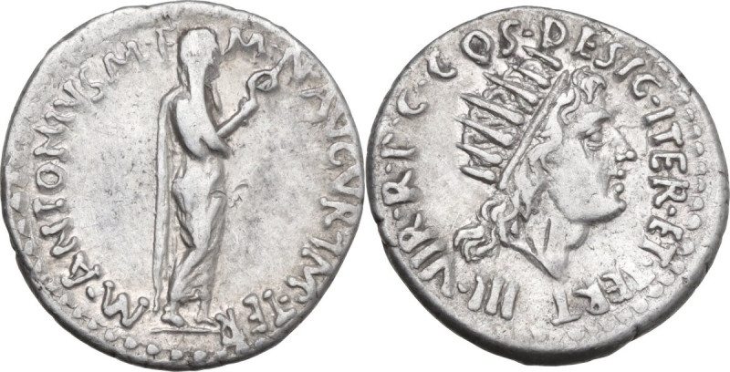 Marcus Antonius. AR Denarius, mint moving with Marcus Antonius, 38 BC. Obv. Marc...