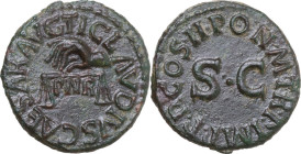 Claudius (41-54). AE Quadrans, 41-42 AD. Obv. TI CLAVDIVS CAESAR AVG. Hand holding scales; below, PNR. Rev. PON M TR P IMP P P COS II round SC. RIC I ...