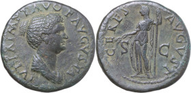 Julia Titi, daughter of Titus (died 90 AD). AE Dupondius, Rome mint, 80-81 AD. Obv. IVLIA IMP T AVG F AVGVSTA. Draped bust right. Rev. CERES AVGVST. C...