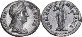 Sabina, wife of Hadrian (died 137 AD). AR Denarius. Rome mint, c. 136-137/8 AD. Obv. SABINA AVGVSTA. Diademed and draped bust right. Rev. VENERI GENET...