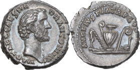 Antoninus Pius (138-161). AR Denarius, Rome mint, 139 AD. Obv. IMP T AEL CAES HADR ANTONINVS. Bare-headed bust right, with slight drapery. Rev. AVG PI...