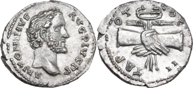 Antoninus Pius (138-161). AR Denarius, 139 AD. Obv. ANTONINVS AVG PIVS PP. Bare ...