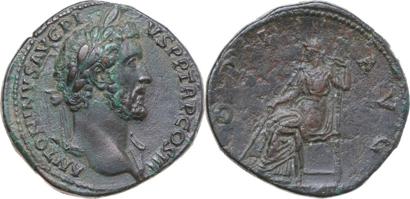 Antoninus Pius (138-161). AE Sestertius. Rome mint, c. 141-143 AD. Obv. ANTONINV...