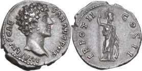 Marcus Aurelius as Caesar (139-161). AR Denarius, Rome mint, 147-148 AD. Obv. AVRELIVS CAES-AR AVG PII FIL. Bare head right. Rev. TR POT II COS II. Mi...