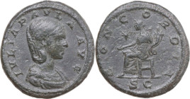 Julia Paula, first wife of Elagabalus (218-222). AE As. Struck under Elagabalus. 220 AD. Obv. IVLIA PAVLA AVG. Draped bust right. Rev. CONCORDIA / SC....