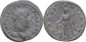 Severus Alexander (222-235). AE Dupondius, Rome mint, 231-235 AD. Obv. IMP ALEXANDER PIVS AVG. Radiate head right, slight drapery on far shoulder,. Re...