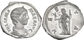 Julia Mamaea, mother of Severus Alexander (died 225 AD). AR Denarius. Struck under Severus Alexander, 226 AD. Obv. IVLIA MAMAEA AVG. Draped bust right...