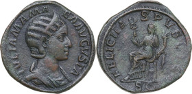 Julia Mamaea, mother of Severus Alexander (died 235 AD). AE Sestertius, Rome mint, 222-235 AD. Obv. IVLIA MAMAEA AVGVSTA. Diademed and draped bust rig...