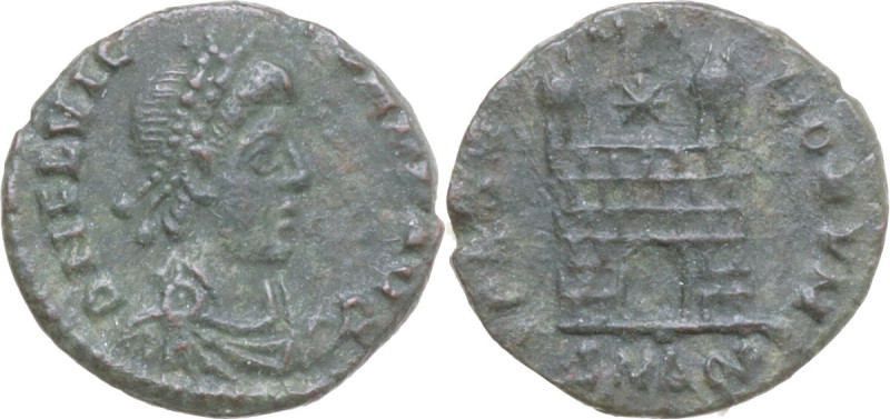 Flavius Victor (387-388). AE 13 mm. Aquileia mint. Obv. DN FL VICTOR P F AVG. Pe...