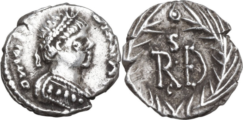 Ostrogothic Italy, Amalasuntha (534-535). AR Quarter Siliqua. Pseudo-Imperial Co...