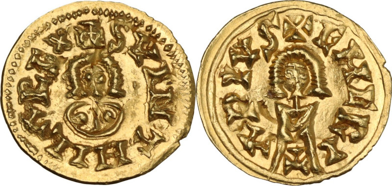 Visigoths. Regal series. Swinthila (621-631). AV Tremissis, Emerita (Mérida) min...