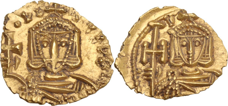 Constantine V Copronymus with Leo IV (741-775). AV Tremissis, Syracuse mint. Obv...
