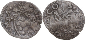 Ancona. Clemente VII (1523-1534). Quattrino. D/ Stemma Medici sormontato da tiara e chiavi decussate. R/ San Pietro in piedi di fronte benedice con la...