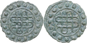 Firenze. Repubblica (Sec. XIII-1532). Tessera mercantile, attribuita comunemente a Luca Salviati, XIV sec. D/ Monogramma a rappresentazione geometrica...