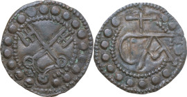 Firenze. Repubblica (Sec. XIII-1532). Tessera mercantile, XIV-XV sec. D/ Chiavi decussate. R/ Monogramma sormontato da croce. Banti -. AE. 2.49 g. 23 ...