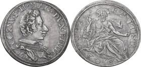 Firenze. Cosimo II de' Medici (1608-1621). Testone 1620. D/ Busto a destra corazzato e con colletto rovesciato; sotto, 1620. R/ San Giovanni appoggiat...