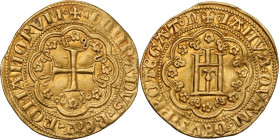 Genova. Repubblica (1139-1339). Genovino d'oro. D/ Castello in cornice d'archi decorati. R/ Croce patente in cornice d'archi decorati. CNI 1/41; MIR (...