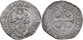 Genova. Dogi Biennali (1528-1797), III fase (1637-1797). Scudo stretto 1671, sigle ISS. D/ La Beata Vergine nimbata di stelle in cielo su nube tiene n...