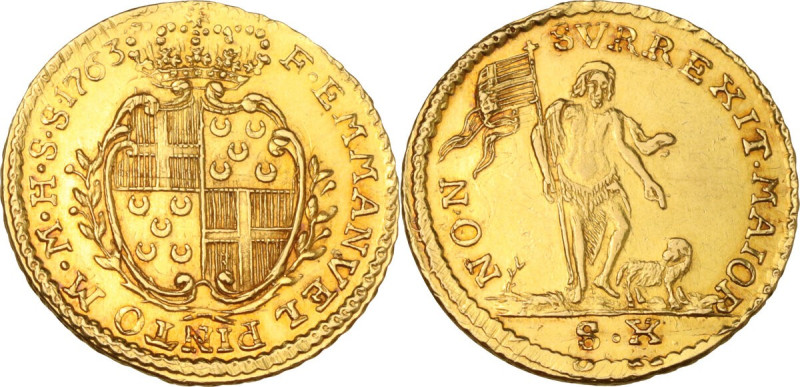 Malta. Fra Emmanuel Pinto (1741-1773). 10 scudi 1763. D/ Scudo con le armi del G...