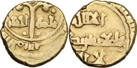 Messina. Ruggero II (1105-1154). Multiplo di tarì. D/ Grande Tau ornamentale accostata in basso ed in alto da globetti; sopra, globetto; ai lati, lege...
