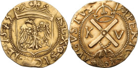 Messina. Carlo V d'Asburgo (1516-1556). Scudo d'oro 1543. D/ Croce di Sant'Andrea sormontata da corona; sotto, il Tosone volto a sinistra; ai lati, K-...